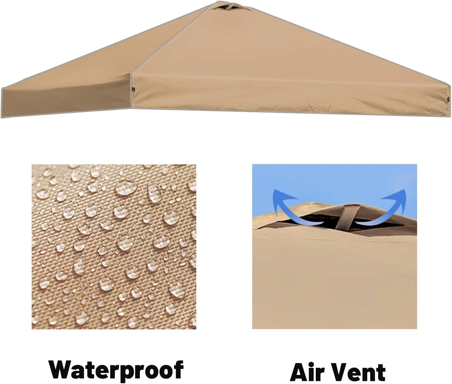 Canopy Replacement Top Outdoor for 10x10 Pop up Tent only Silver Coated Cover with Ropes, Sky Blue
