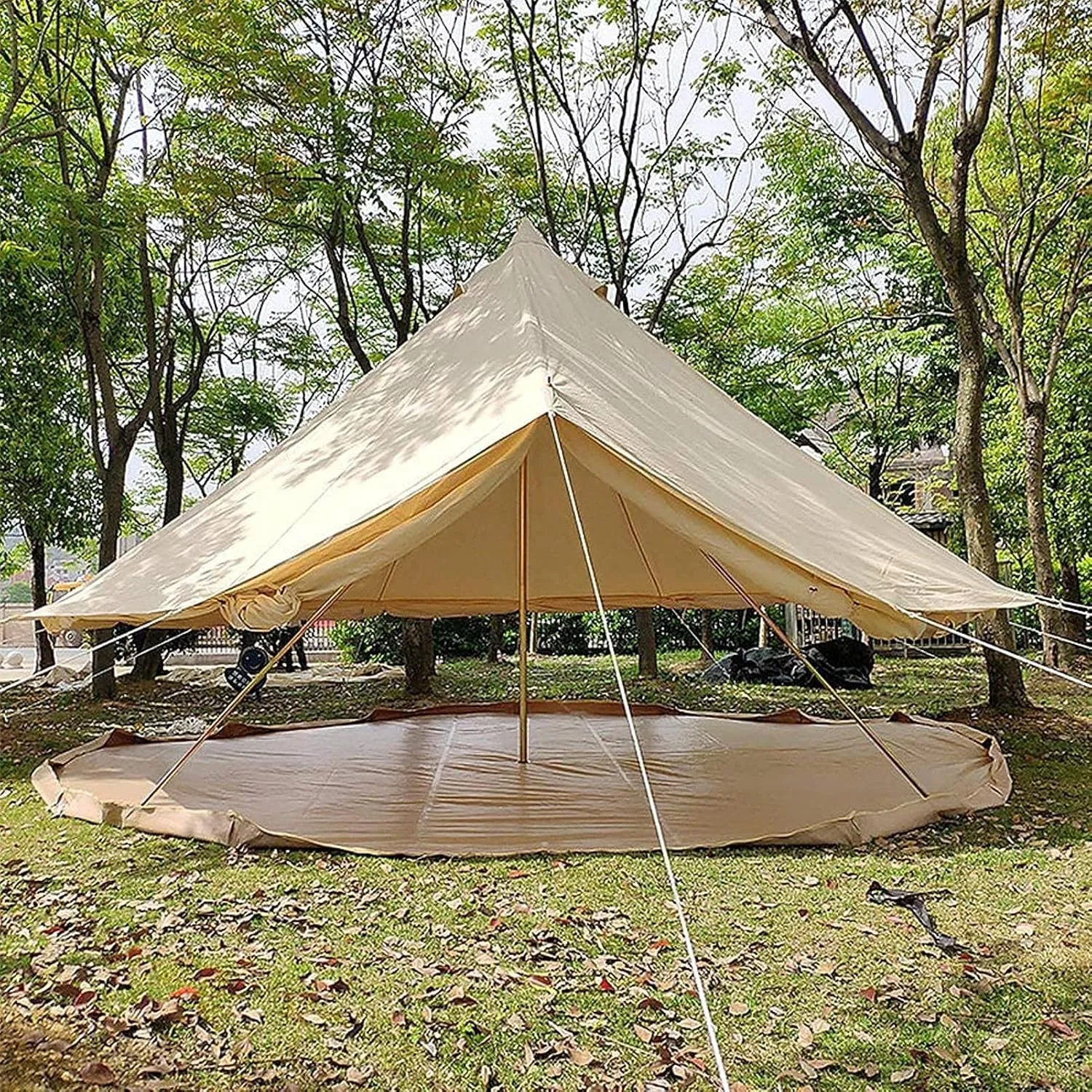 Canvas Tent with Stove Hole Cotton Canvas Tents Yurt Tent for Camping 4 Season Waterproof Tent for Family Camping Outdoor Glamping, Luxury Teepee (6m b 4M b)