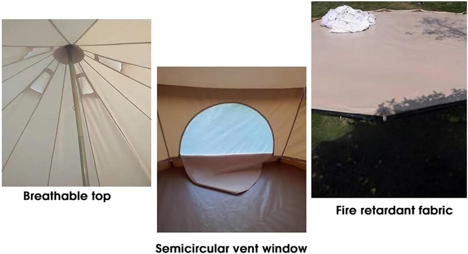 Canvas Tent with Stove Hole Cotton Canvas Tents Yurt Tent for Camping 4 Season Waterproof Tent for Family Camping Outdoor Glamping, Luxury Teepee (6m b 4M b)
