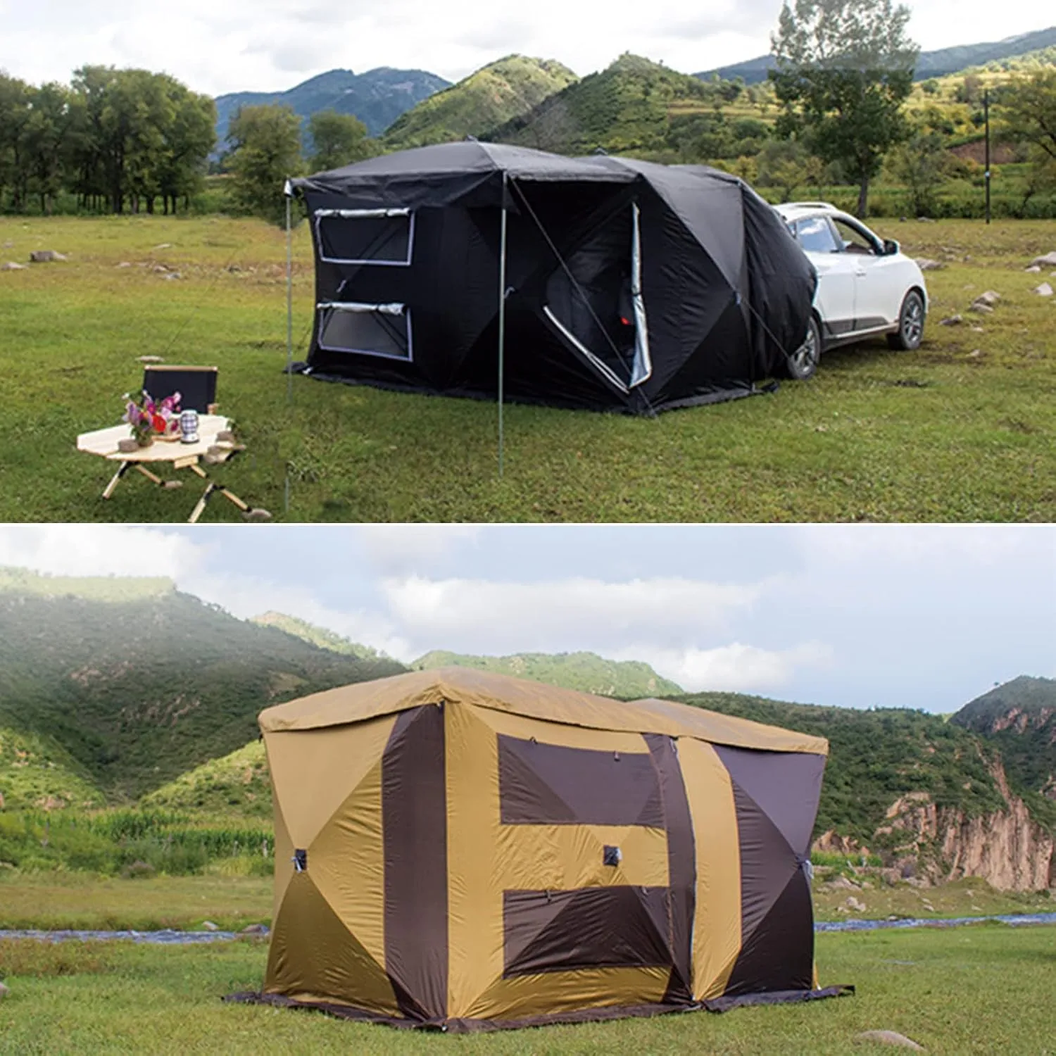 Car Tailgate Trunk Tent,Car Awning Rainproof Car Rear Extension Tent with Big Screen Extendable Awning,SUV Tent Double Protection Low Wind Resistance