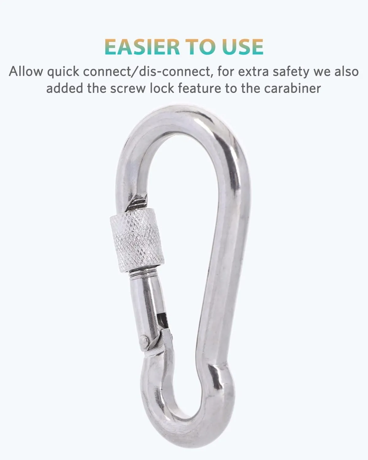 Carabiner Clips, 316 Stainless Steel Carabiner Clip, Heavy Duty Carabiner Hooks, Keychain Carabiners, Multi-Purpose Spring Snap Hook for Dog Leash, Outdoor Camping, Swing, Hammock