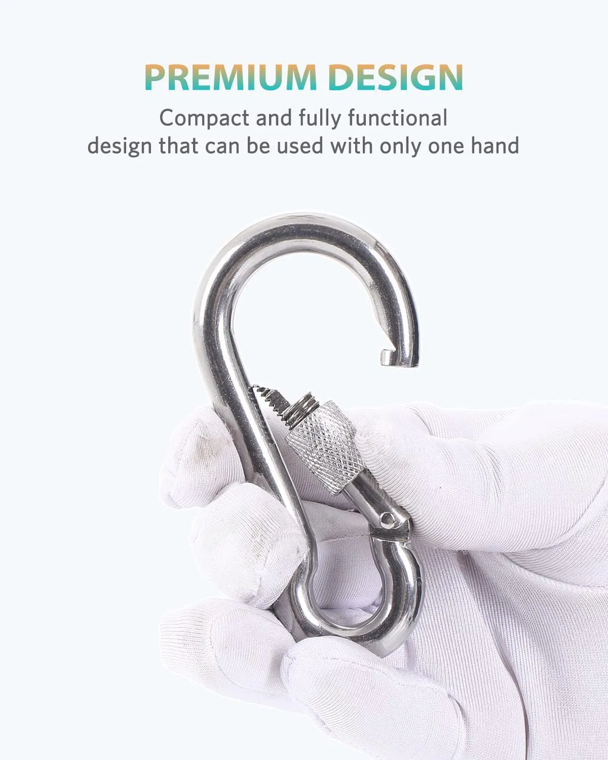 Carabiner Clips, 316 Stainless Steel Carabiner Clip, Heavy Duty Carabiner Hooks, Keychain Carabiners, Multi-Purpose Spring Snap Hook for Dog Leash, Outdoor Camping, Swing, Hammock