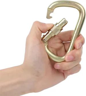 Carabiner Clips Large Size Carabiner, 40CR 45KN High Load Bearing Master Lock Outdoor Screwgate D Shaped Carabiner(Gold)