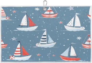 Cartoon Sailboat Golf Towel with Heavy Duty Carabiner Ultra Absorbent Quick Dry Perfect for Cleaning Clubs Balls Gear Essential Golf Accessory for Men Women Kids