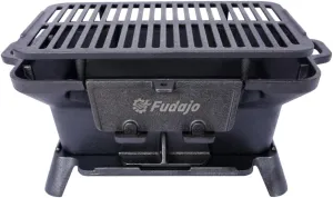 Cast Iron Hibachi Grill – Portable Charcoal BBQ for Outdoor Cooking, Durable Tabletop Skillet, Compact Camping Charcoal Cooker for Tailgating, Picnics & Hunting (Rectangle)