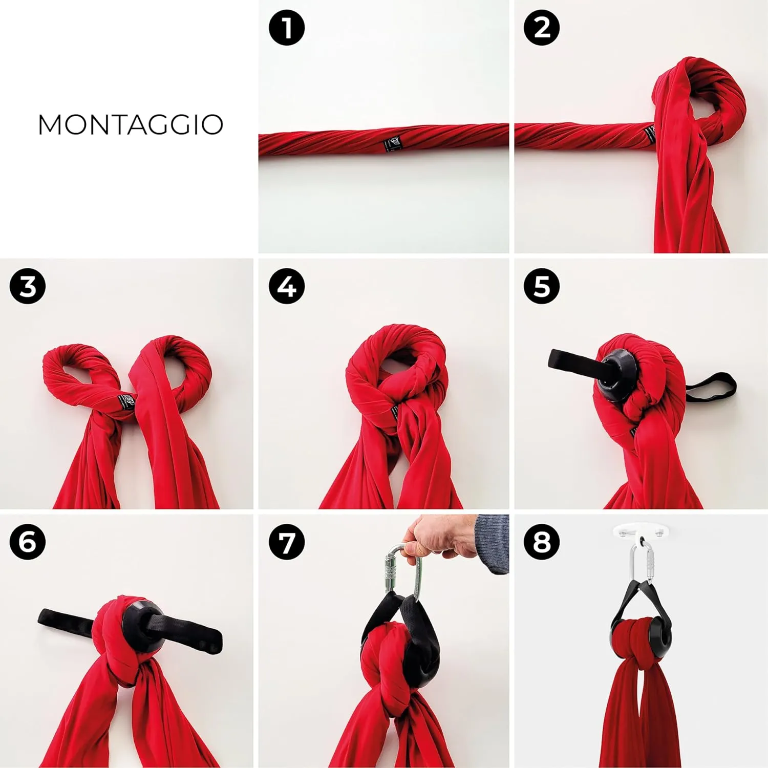 Certified Aerial Fabric Hook with Anchor Ring and Screw-Lock Carabiner