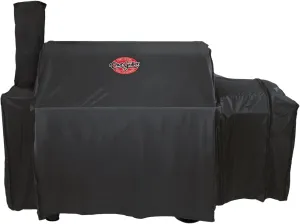 Char-Griller® Grand Champ™ Grill Cover, Shields and Protects from Moisture, Wind, Sand, Birds and Dirt, PVC and Polyester Blend, Black, Designed to Fit Model # 8250.
