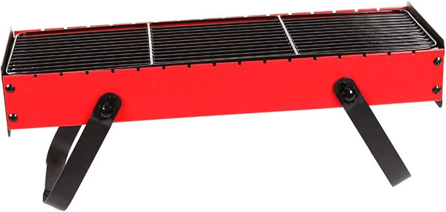 Charcoal Grill Portable Charcoal Grill Barbecue with Foldable Legs and Enamel Grilled Mesh BBQ Grill Camping Grill for Outdoor Camping Cooking,red Camping Travel