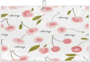 Cherries Delicious Golf Towel with Heavy Duty Carabiner Clip Quick Dry Ultra Absorbent Club Ball Cleaning Towel Golf Accessories for Men Women