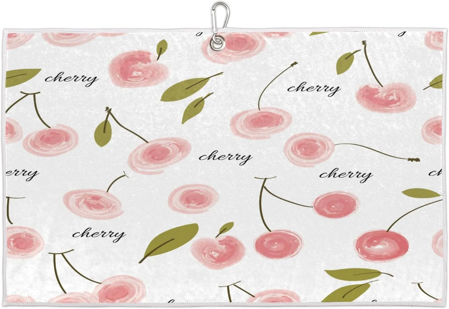 Cherries Delicious Golf Towel with Heavy Duty Carabiner Clip Quick Dry Ultra Absorbent Club Ball Cleaning Towel Golf Accessories for Men Women