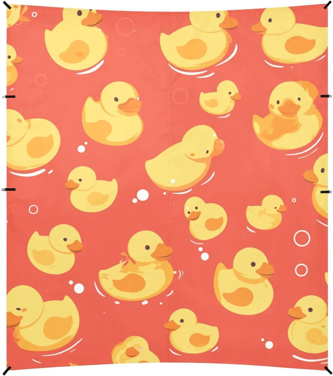 Children Cute Yellow Rubber Ducks Foldable Beach Canopy UPF50  Protection Water-Resistant Large Portable Sun Shelter with Sand Shovel, Sandbags for Backyard, Grassland, Park