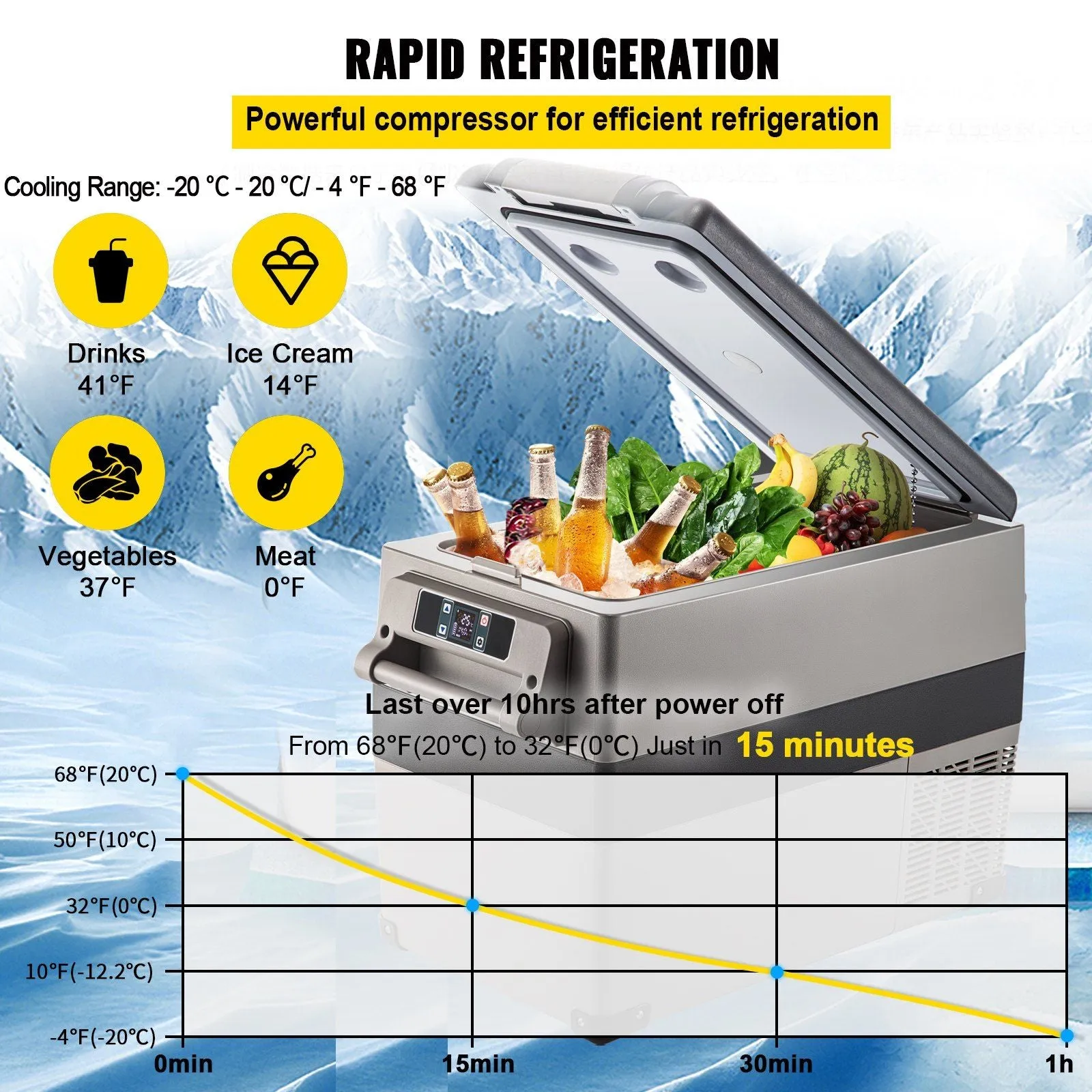 ChillMate 47.5 Qt Portable Rapid-Cooling Freezer for Ultimate Adventures