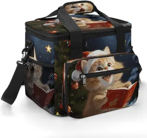 Christmas Carols Printing Cooler Bag Large Capacity Leak Proof Lunch Cooler for Picnics Travel & Outdoor Adventures