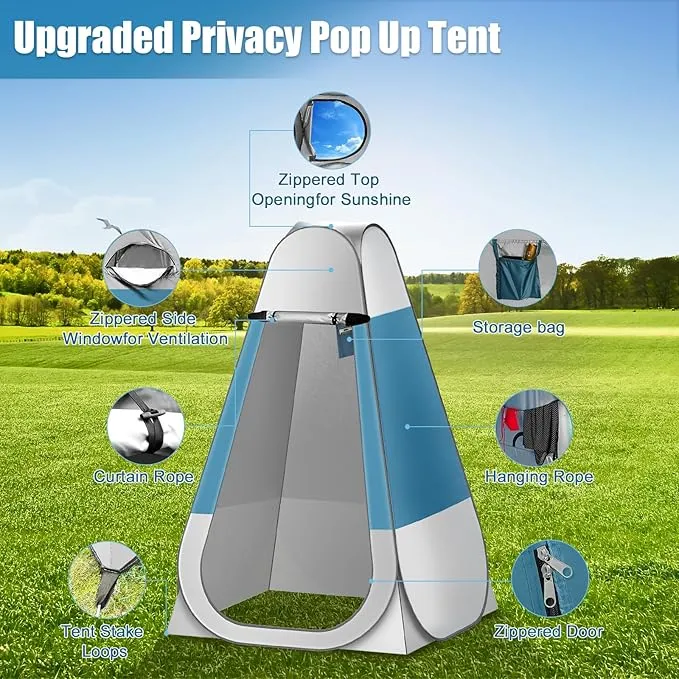 CKE Portable Toilet Kit for Camping, Pop Up Privacy Tent,Foldable Camp Toilet for Adults, Portable Toilet for Camping with Tent for Shower Changing Room, Outdoor Camping Bathroom Tent and Toilet