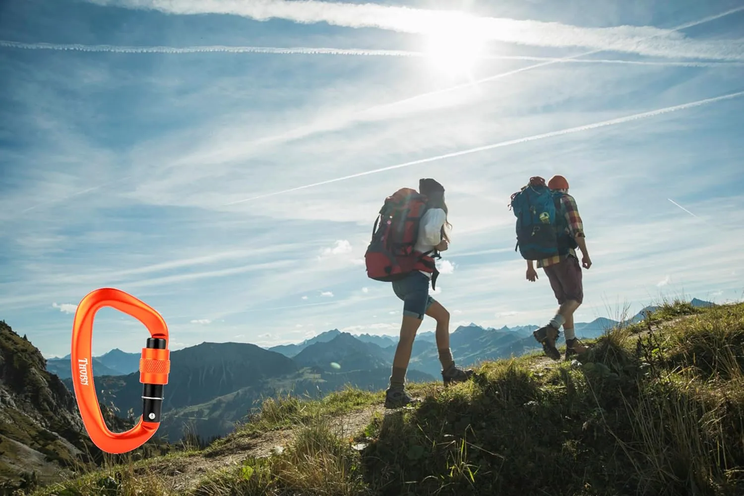 Climbing Locking Carabiner Clip Rappelling - Thorn 25KN Heavy Duty Large Screwgate Carabiners Clips for Rock Climbing,Mountaineer,Hammock,Camping,Gym