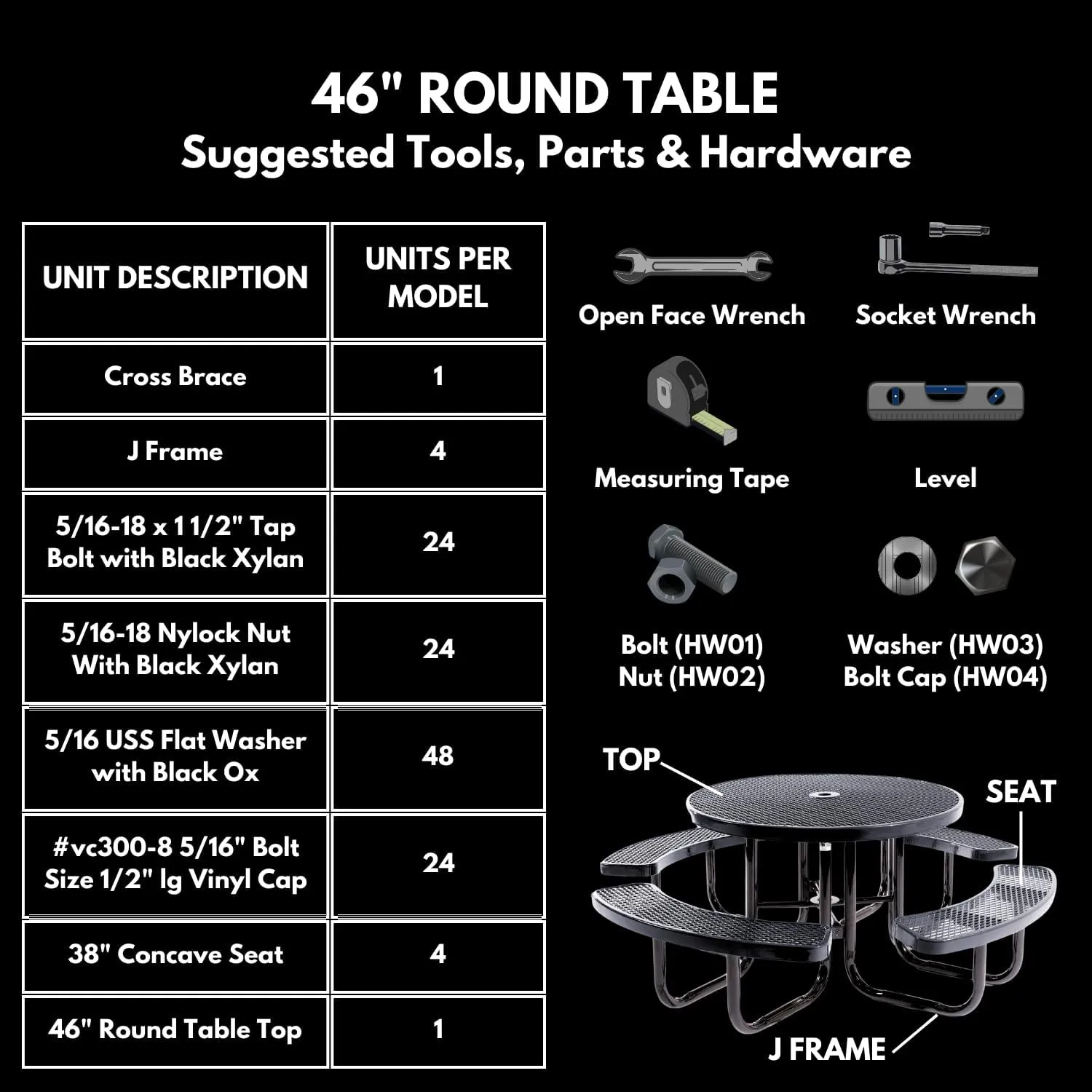 Coated Outdoor Furniture Heavy-Duty Portable Outdoor Picnic Table with Umbrella Hole, Expanded Metal Commercial-Grade Patio Dining Furniture Made in America (46" Round Top, Textured Light Blue)