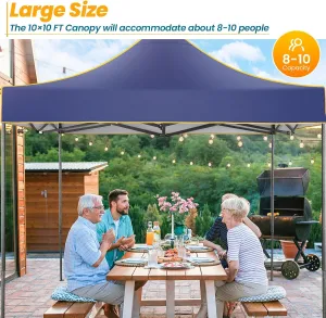 COBIZI 10x10 Heavy Duty Pop Up Canopy Tent for Event Commercial Instant Canopy with 4 Sidewalls, Portable Vendor Outdoor Tent for Parties，Backyard, Camping, Waterproof UPF50 , Dark Blue