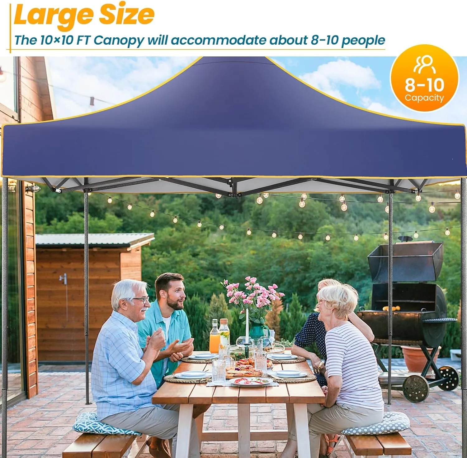 COBIZI 10x10 Heavy Duty Pop Up Canopy Tent for Event Commercial Instant Canopy with 4 Sidewalls, Portable Vendor Outdoor Tent for Parties，Backyard, Camping, Waterproof UPF50 , Dark Blue