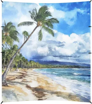 Coconut Beach Hawaii Foldable Beach Tent UPF50 Lightweight Sun Shelter Includes Sand Shovel, Sandbags, Stability Poles for Camping Trips, Fishing, Backyard Fun or Picnics