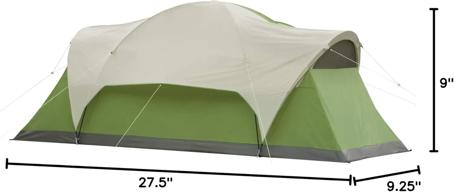 Coleman Montana 8-Person Family Tent with Rainfly, Weatherproof Family Tent Sets Up in 15 Mins, Fits Multiple Airbeds