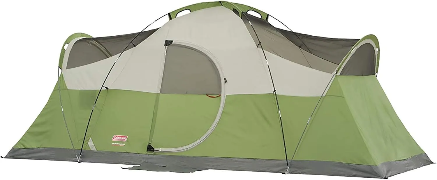 Coleman Montana 8-Person Family Tent with Rainfly, Weatherproof Family Tent Sets Up in 15 Mins, Fits Multiple Airbeds