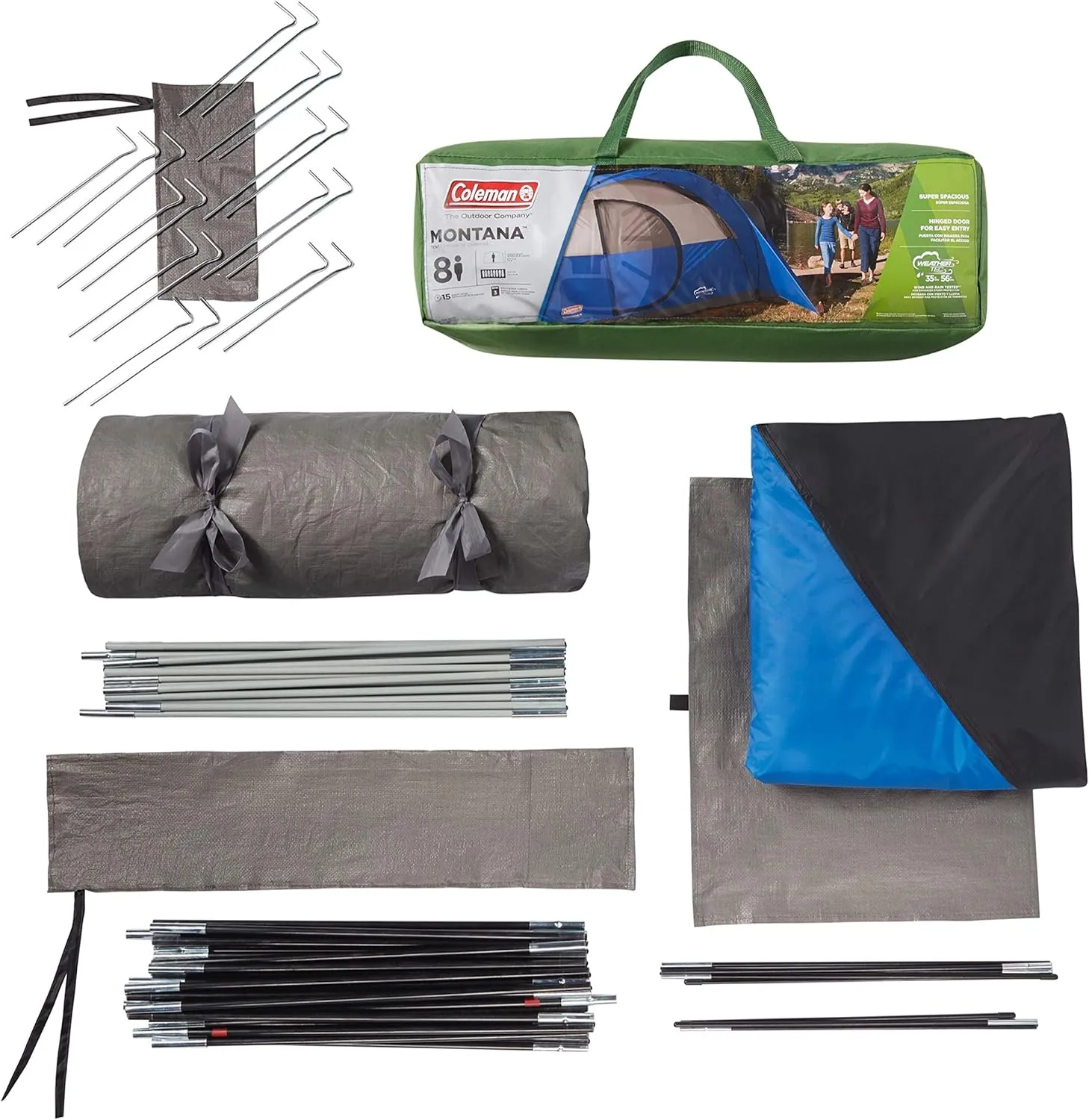 Coleman Montana Camping Tent, 6/8 Person Family Tent with Included Rainfly, Carry Bag, and Spacious Interior, Fits Multiple Queen Airbeds and Sets Up in 15 Minutes