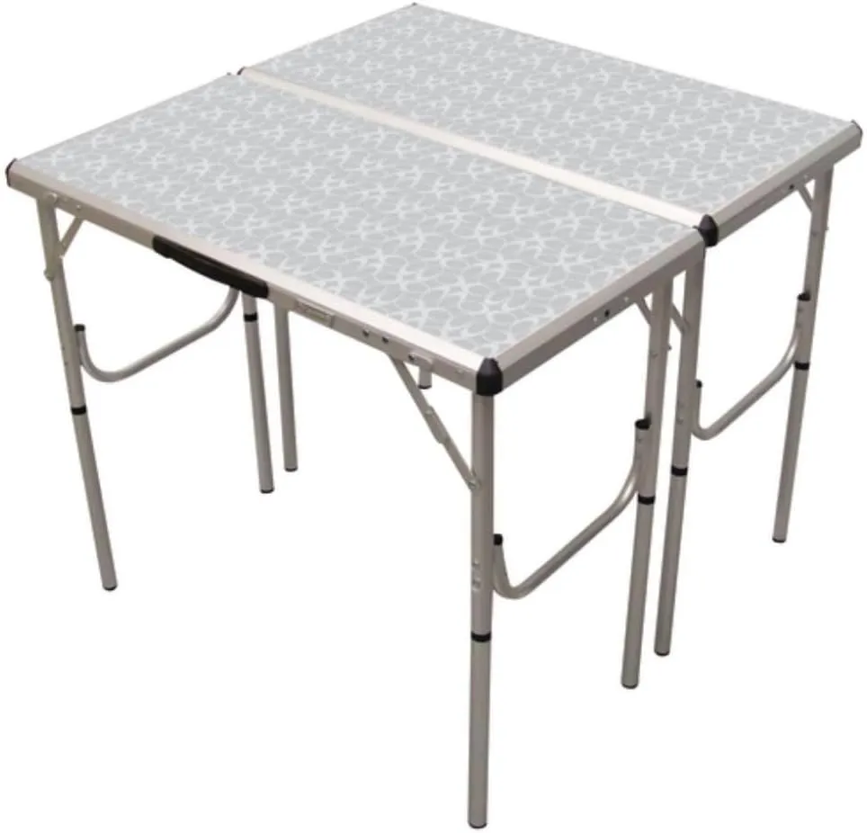 Coleman Pack-Away 4-in-1 Folding Table Lightweight Outdoor Camping Table with 3 Adjustable Heights Leveling Feet & Securing Brackets Great for Patio & Deck Camping Tailgating & More