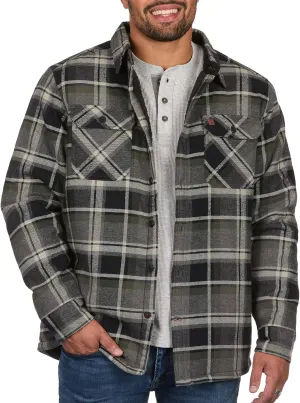 Coleman Sherpa Lined Yukon Flannel Shirt Jackets with Corduroy Trim Red/Charcoal Large