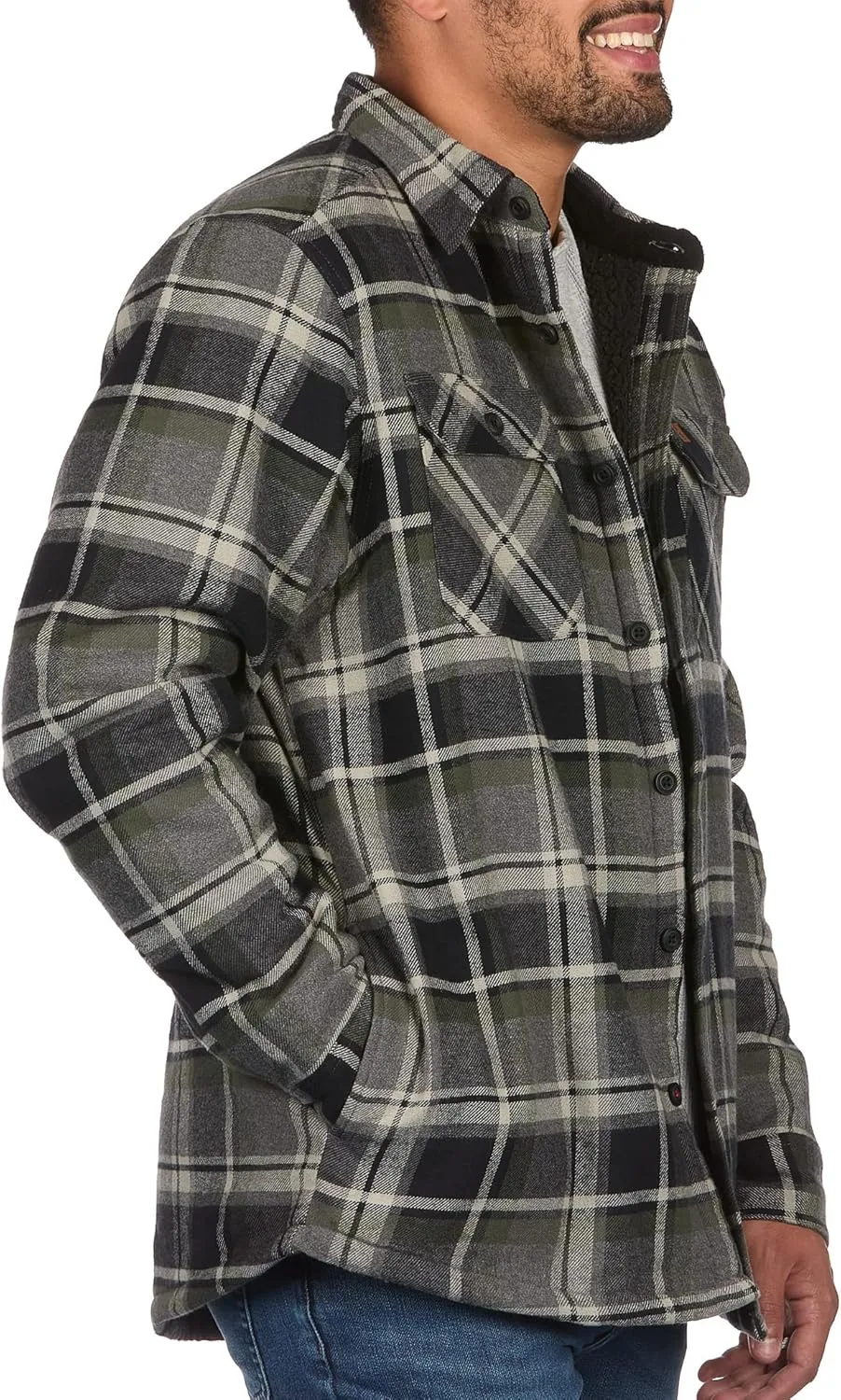 Coleman Sherpa Lined Yukon Flannel Shirt Jackets with Corduroy Trim Red/Charcoal Large