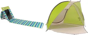 Coleman Utopia Breeze Reclining Beach Mat with Built-in Cooler, Foldable Beach Mat with Mesh Back and Shoulder Straps for Beach, Pool, Picnic or Backyard Relaxation