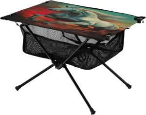 Color Horse Painting Portable Folding Camping Table, Compact Lightweight Beach Table with Carrying Bag for Outdoor Picnics, BBQs, Camp