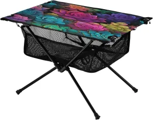 Colorful Succulents Portable Folding Camping Table, Compact Lightweight Beach Table with Carrying Bag for Outdoor Picnics, BBQs, Camp