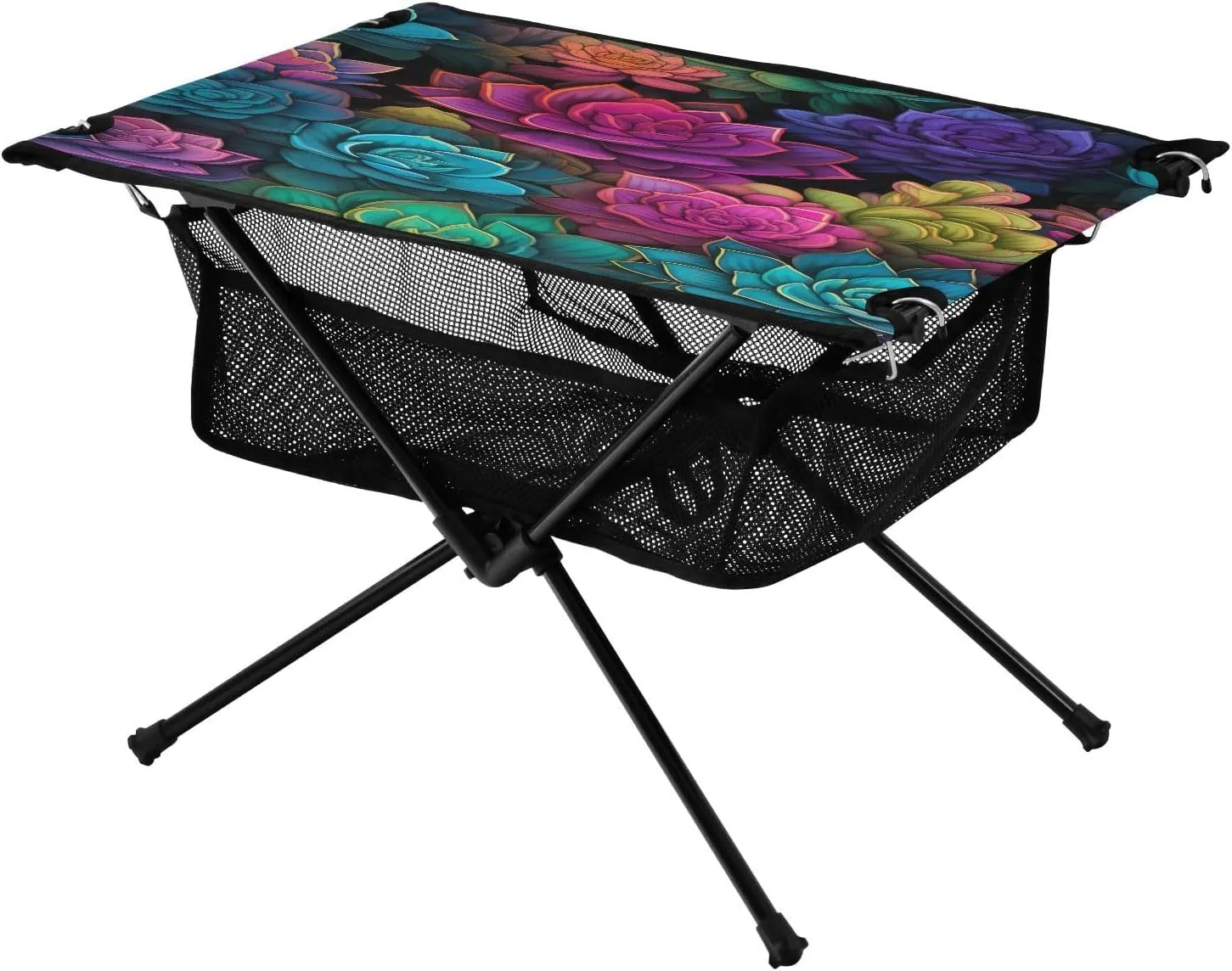 Colorful Succulents Portable Folding Camping Table, Compact Lightweight Beach Table with Carrying Bag for Outdoor Picnics, BBQs, Camp