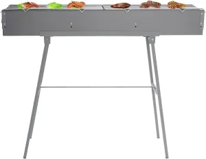 Commercial Quality Portable Bbq Grill,Stainless Steel Folding Camping Barbecue Grill,39.3 * 7-Inch Charcoal Grills With Foot Pads And Portable Handle For Picnics,Camping Barbecues,Beach Barbecues