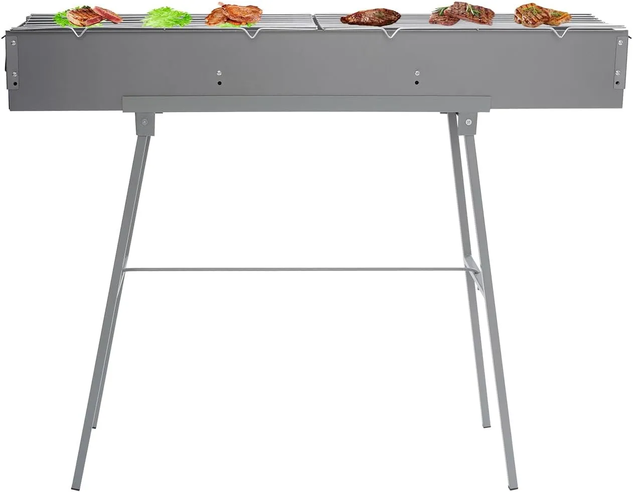 Commercial Quality Portable Bbq Grill,Stainless Steel Folding Camping Barbecue Grill,39.3 * 7-Inch Charcoal Grills With Foot Pads And Portable Handle For Picnics,Camping Barbecues,Beach Barbecues