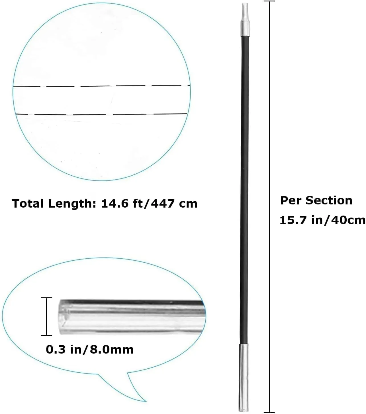 COMMOUDS Beach Tent Poles for 4 Person Beach Tent, Replacement Poles 2 Packs, Fiberglass Tent Rod Lightweight Tent Pole Repair Kit