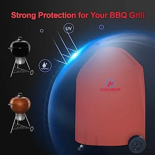 Comnova Charcoal Kettle Grill Cover - 600D BBQ Cover for Weber 18 Inch Charcoal Grill, Heavy Duty Waterproof Covers for Weber 18 Inch Original Charcoal Kettle, Cuisinart 18 Inch Kettle Grill and More
