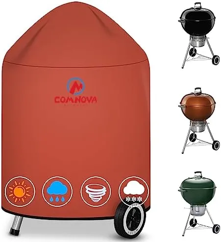 Comnova Charcoal Kettle Grill Cover - 600D BBQ Cover for Weber 18 Inch Charcoal Grill, Heavy Duty Waterproof Covers for Weber 18 Inch Original Charcoal Kettle, Cuisinart 18 Inch Kettle Grill and More