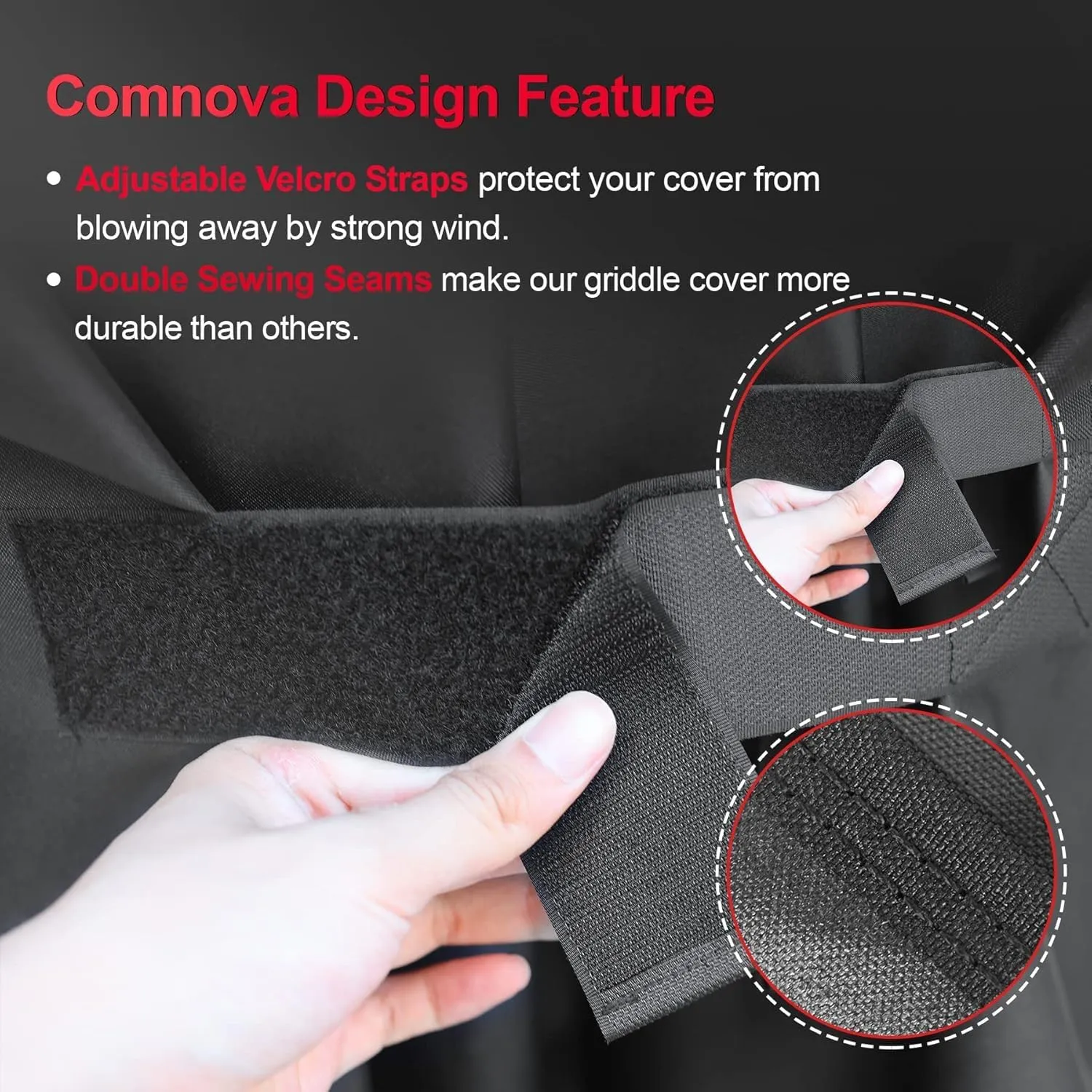 Comnova Grill Cover for Masterbuilt Gravity Series 560/600 Digital Charcoal Grill and Smoker, Waterproof & Heavy Duty, 600D Charcoal Grill Cover for MB20040220, Black (56" x 18" x 47")