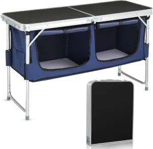 Compatible with 4ft Camping Kitchen Table Folding Portable Cook Station 3 Adjustable Heights