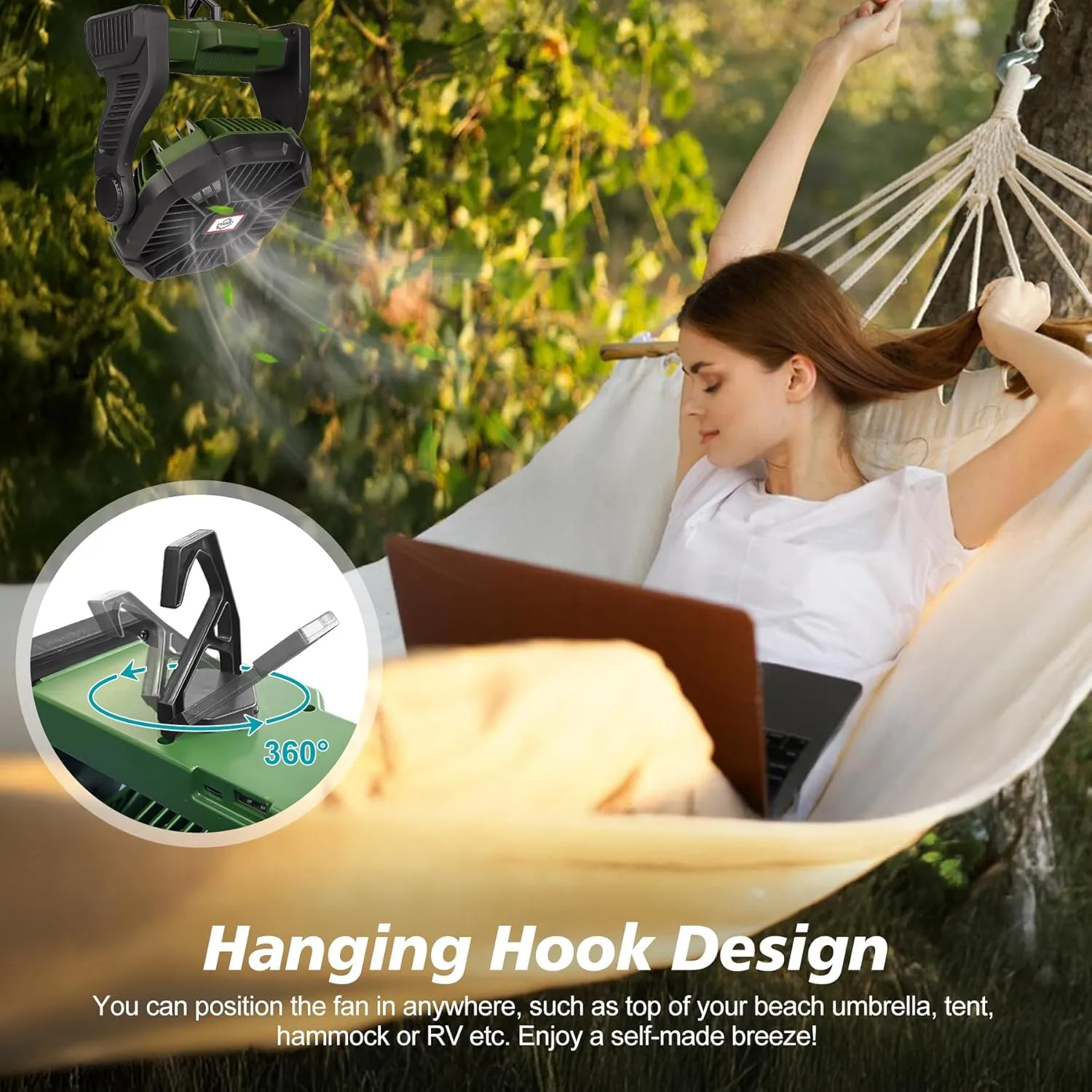 CONBOLA Portable Fan Rechargeable, 25400mAh Cordless Battery Powered Fan with LED Lantern, USB C Battery Operated for Travel Bedroom Home Camping Tent Office Beach Desk Fishing Table