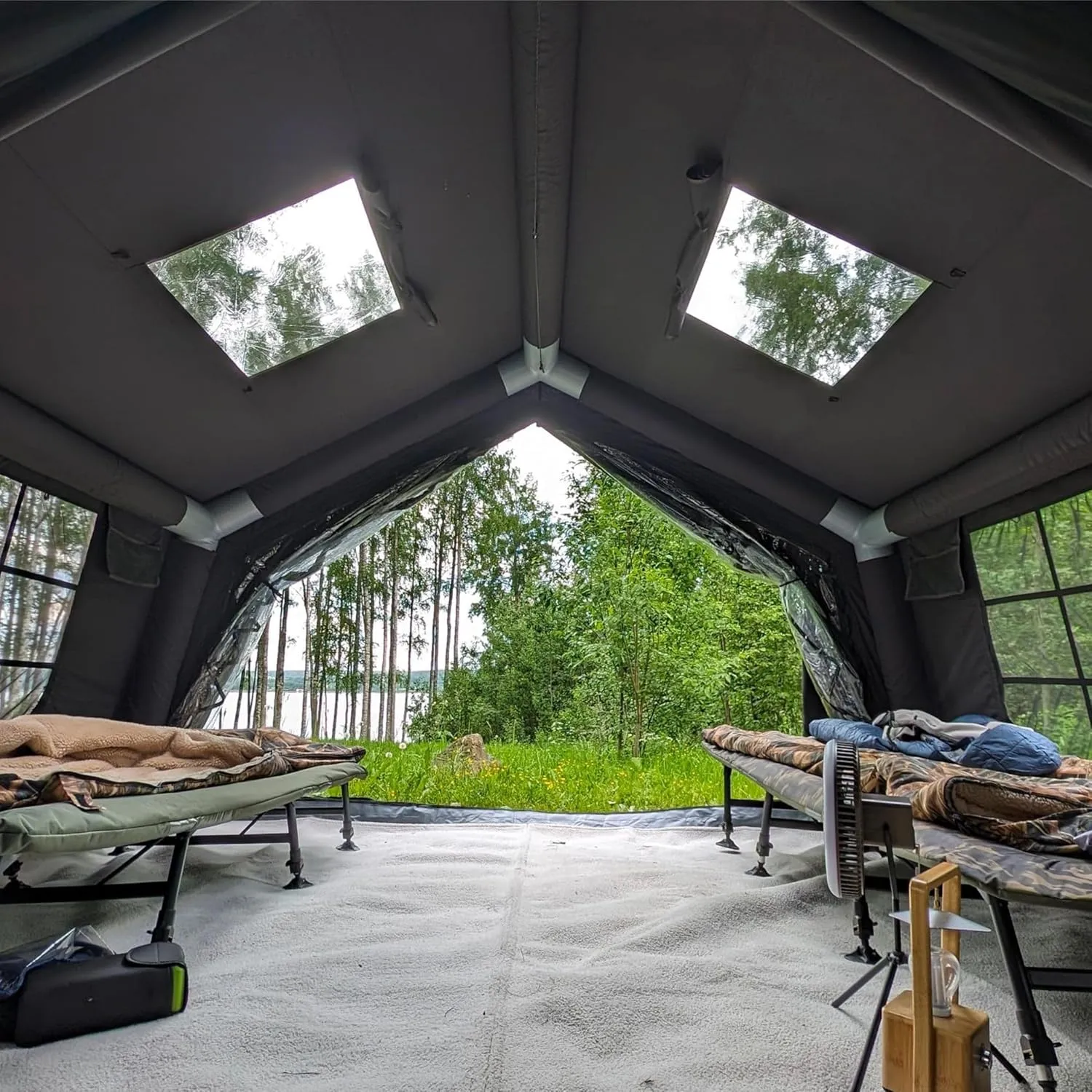 Coody | Rbm Outdoors Koala/Hub/Octopus Inflatable Tents for Camping with Stove Jack, 2/8/10 Person Luxury Canvas Blow Up Tent, 2 Room, Easy Setup Casa de Campaña, Large Inflatable House with Pump
