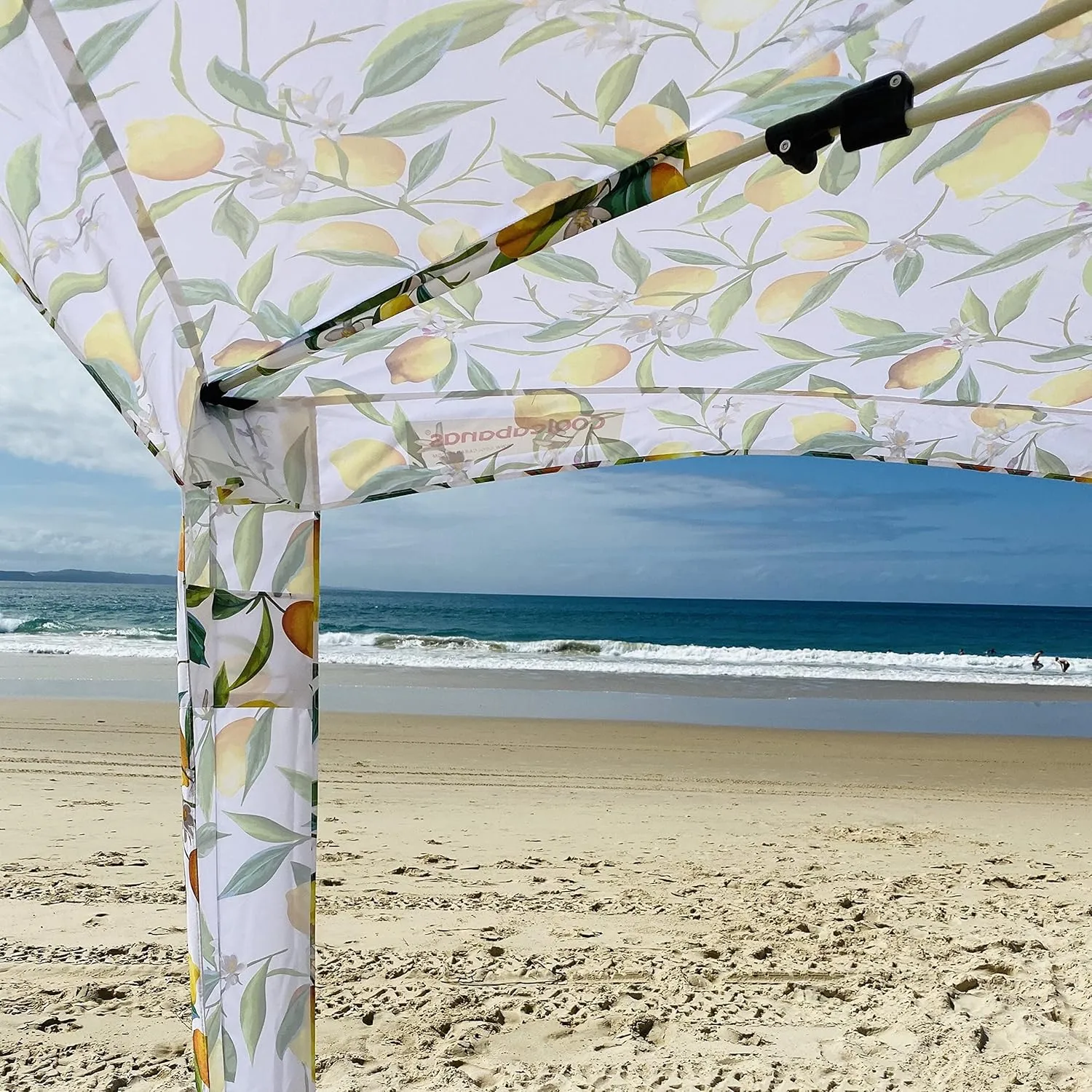 CoolCabana Beach Shade Tent - Easy Setup, UPF 50  Protection, Large & Medium Sizes, Compact & Wind Resistant - Beach Cabana for The Whole Family - Lemon Scarletta, Medium