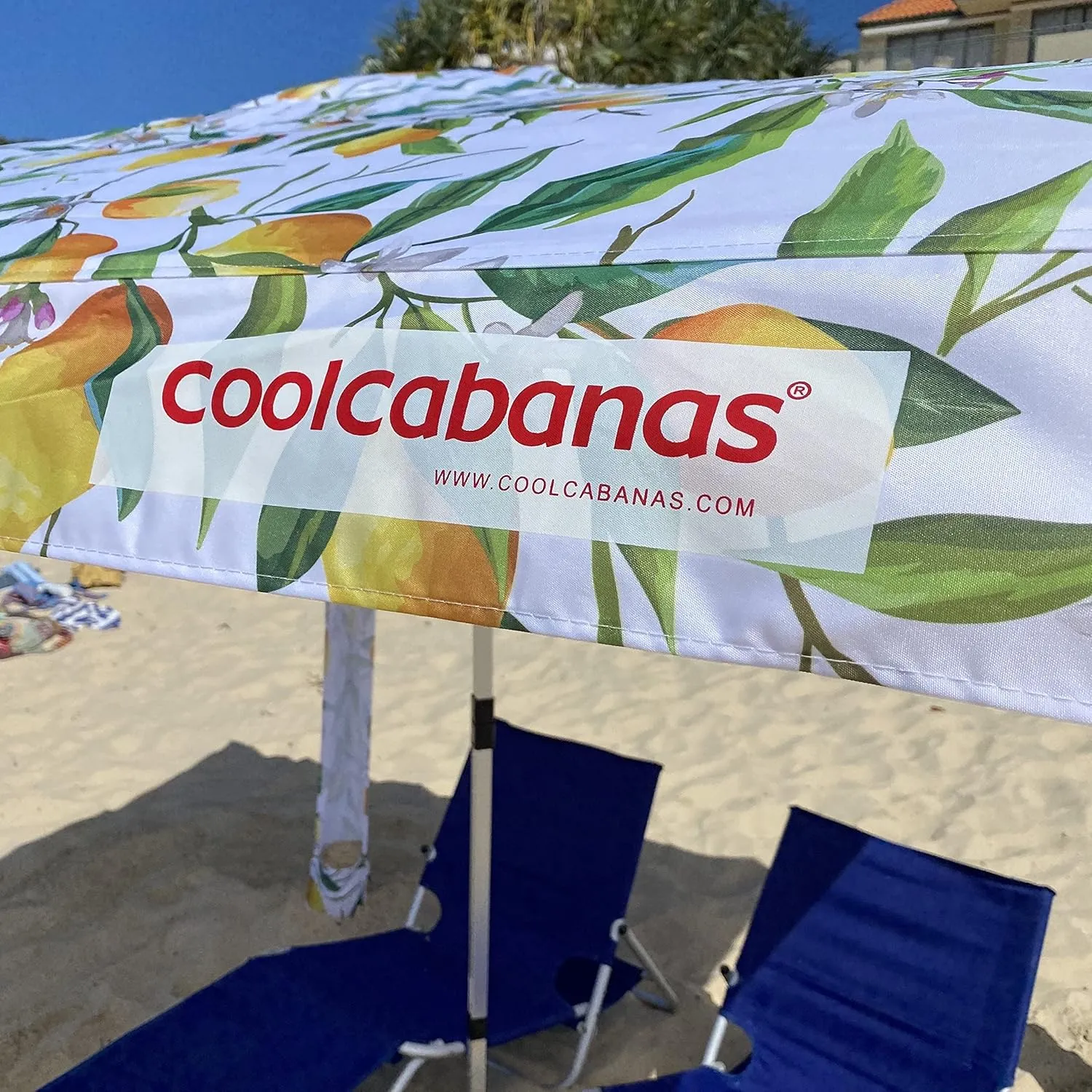 CoolCabana Beach Shade Tent - Easy Setup, UPF 50  Protection, Large & Medium Sizes, Compact & Wind Resistant - Beach Cabana for The Whole Family - Lemon Scarletta, Medium