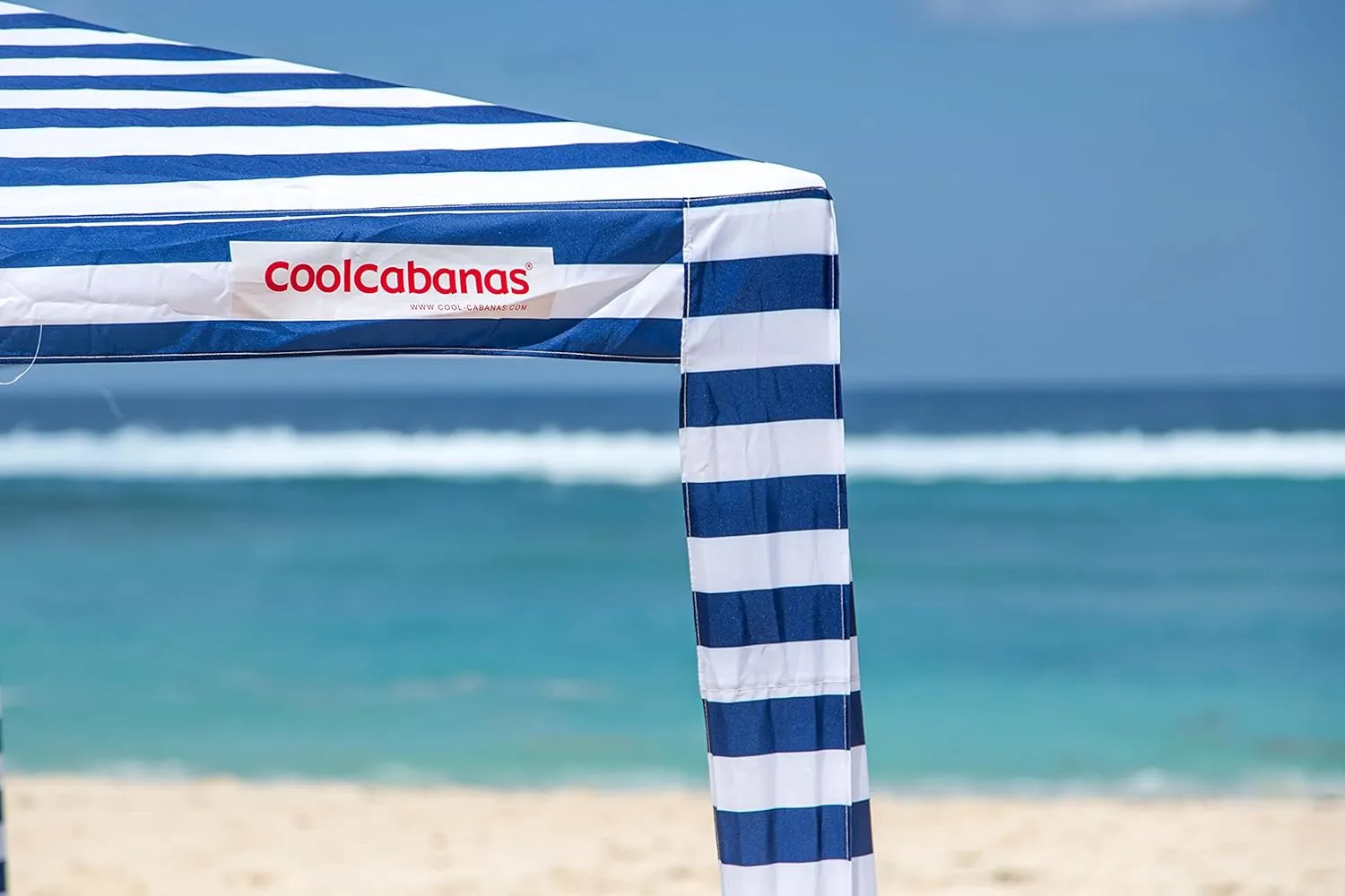CoolCabana Beach Shade Tent - Easy Setup, UPF 50  Protection, Large & Medium Sizes, Compact & Wind Resistant - Beach Cabana for The Whole Family - Navy Stripes, Medium