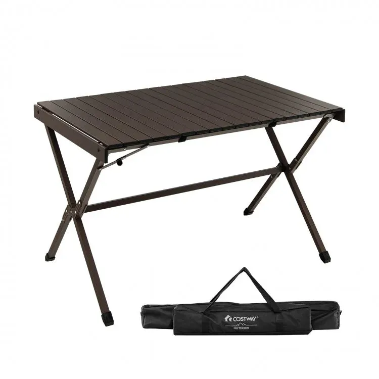 Costway Outdoor Camping Folding Table with Carry Bag - Seats 4-6 People, Suitable for Camping and Hiking