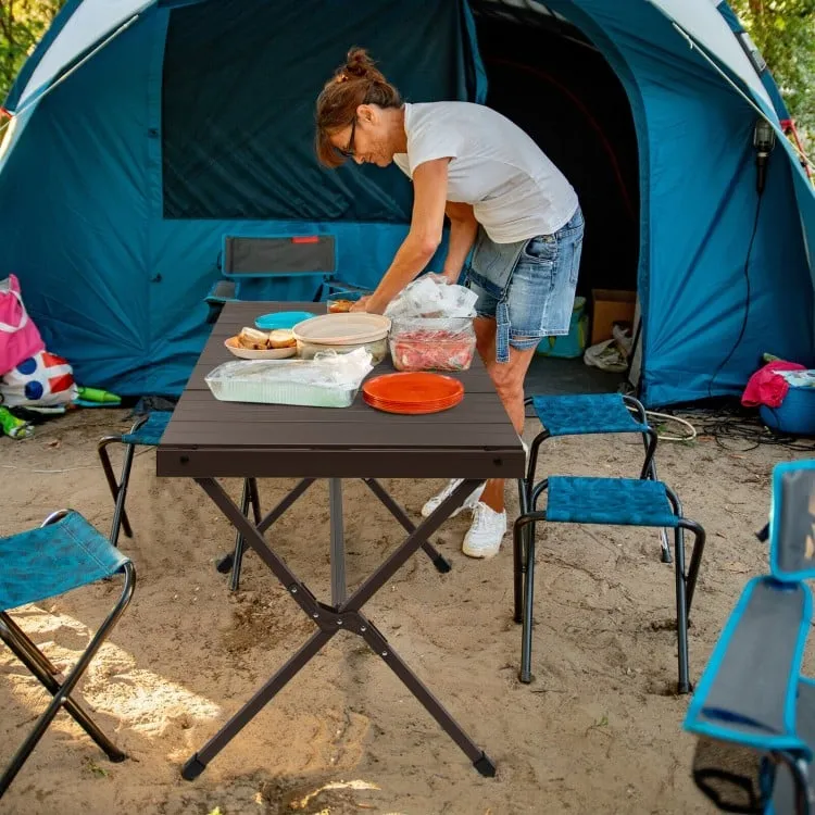 Costway Outdoor Camping Folding Table with Carry Bag - Seats 4-6 People, Suitable for Camping and Hiking