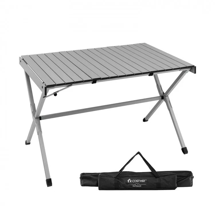 Costway Outdoor Camping Folding Table with Carry Bag - Seats 4-6 People, Suitable for Camping and Hiking