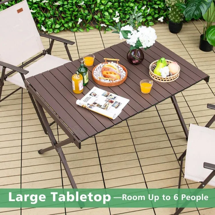 Costway Outdoor Camping Folding Table with Carry Bag - Seats 4-6 People, Suitable for Camping and Hiking