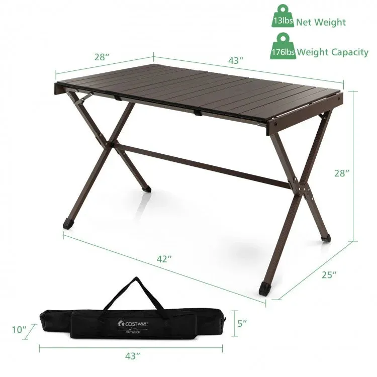Costway Outdoor Camping Folding Table with Carry Bag - Seats 4-6 People, Suitable for Camping and Hiking